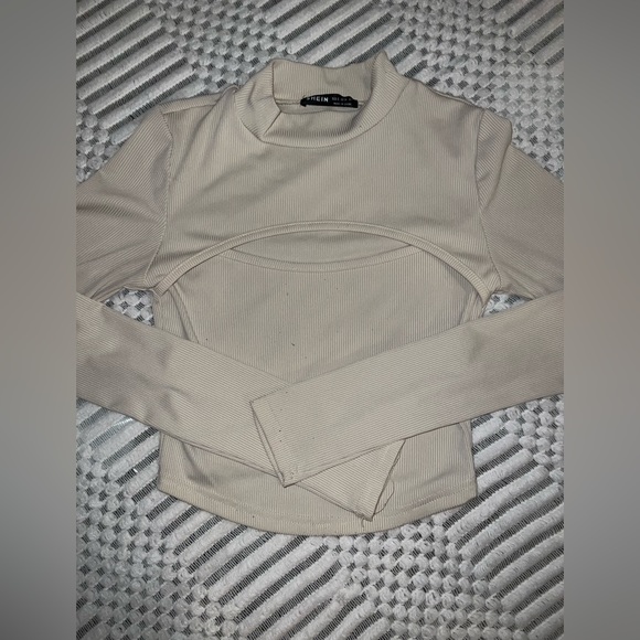 SHEIN Tops Open Chest Long Sleeve Cropped Top Poshmark